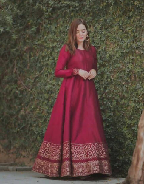 Peeran | Maroon Long Maxi 2 Pc | Women Frocks & Maxis | X-Small | Worn Once