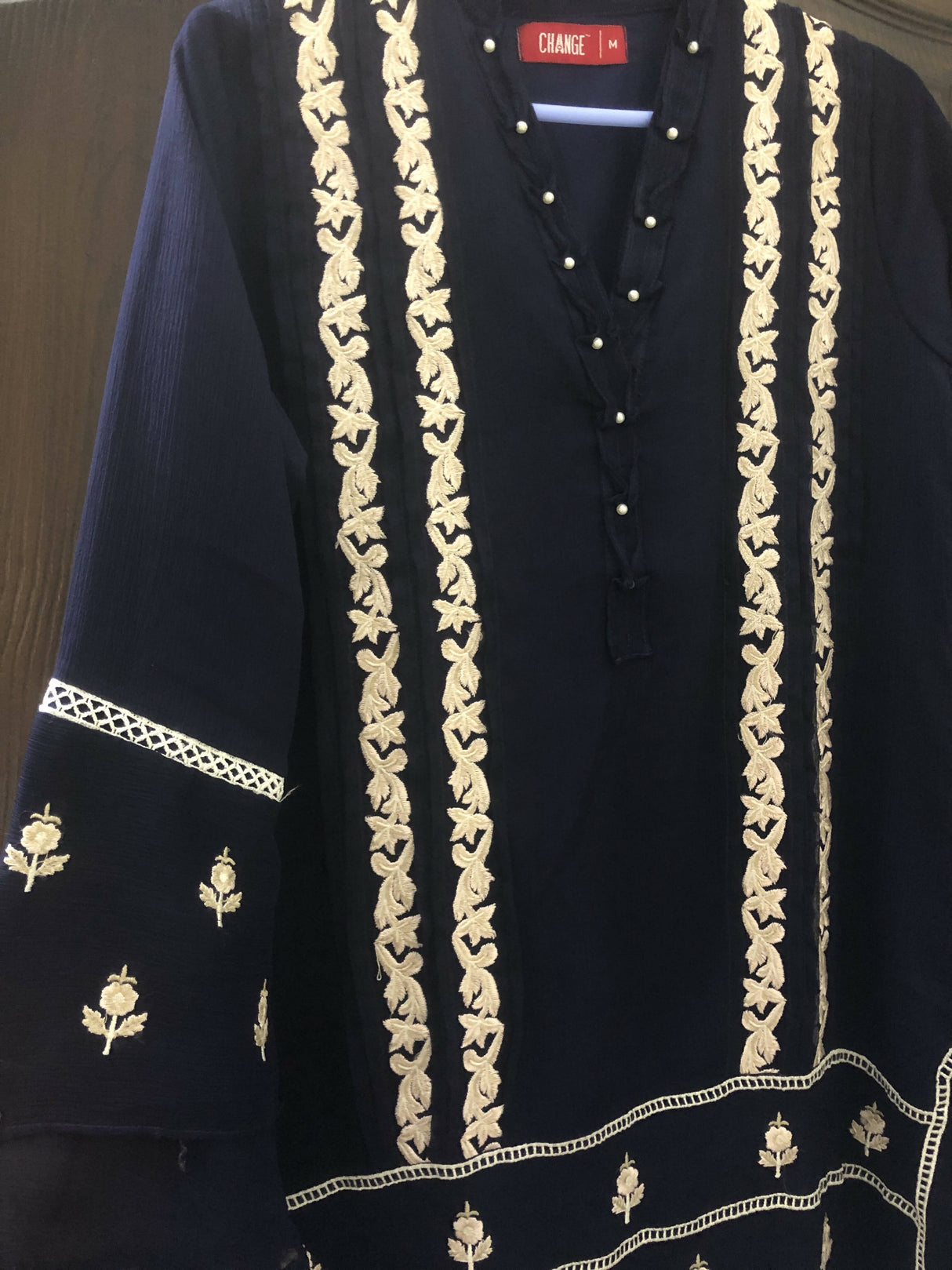 Change | Black Embroidered Kurta | Women Branded Formals | Medium | Preloved