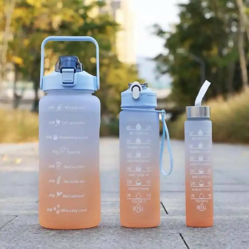 تنکے کے ساتھ 3pc پانی کی بوتل | آپ کے گھر کے لیے | سلیکون کیپ کے ساتھ پلاسٹک کی بوتل | نئی