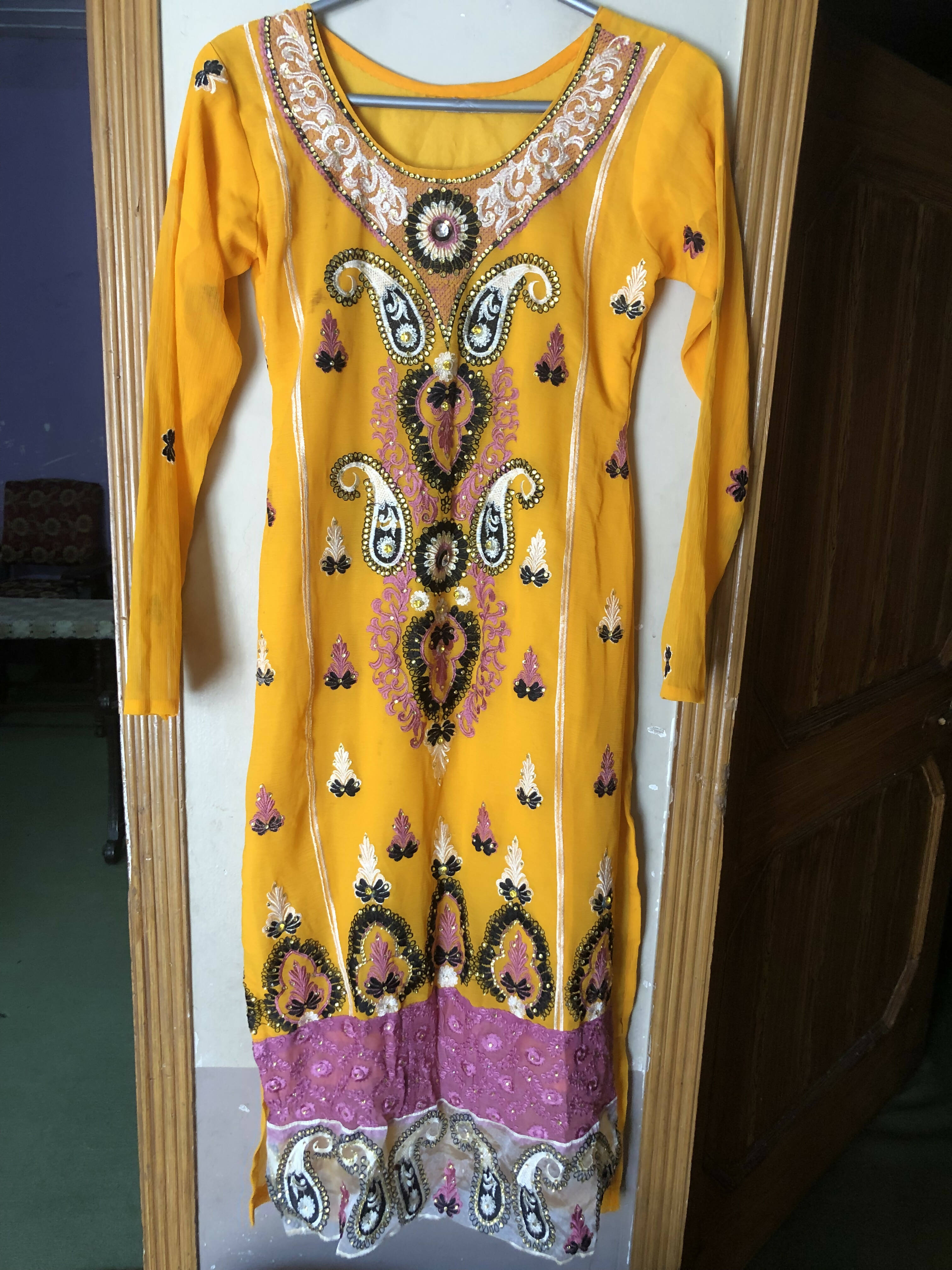 2 Pc Sun Yellow Women Outfit (Size: M ) | Women Formals | Preloved