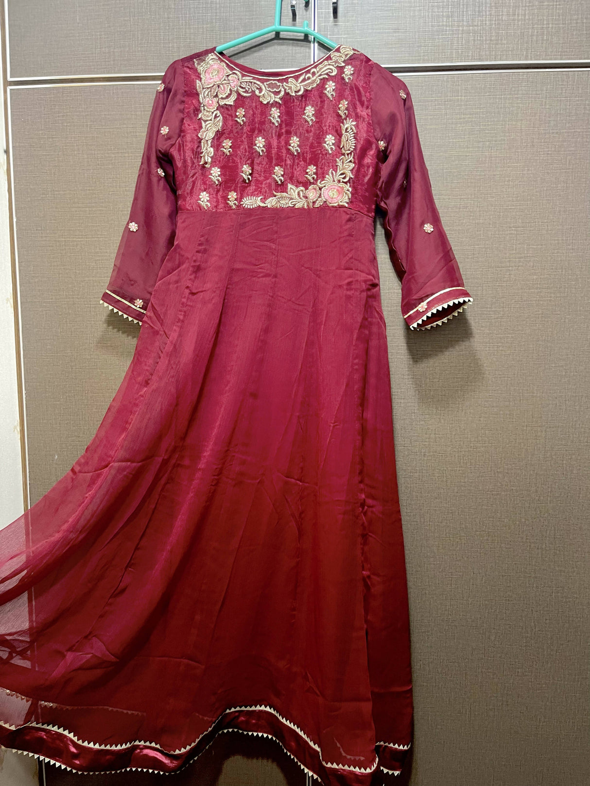 Maron Frock and Dupatta | Women Frocks & Maxis | Small | Worn Once