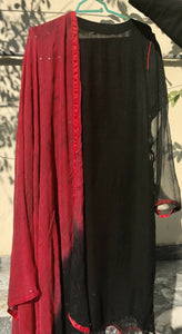 Black Red Embroidered women kurta and flapper | Women Formals | Preloved