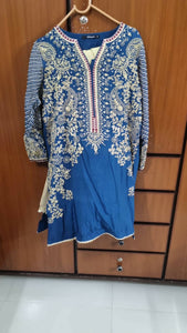 Khaddi | blue embroidered kurta | Women Branded Kurta | worn once