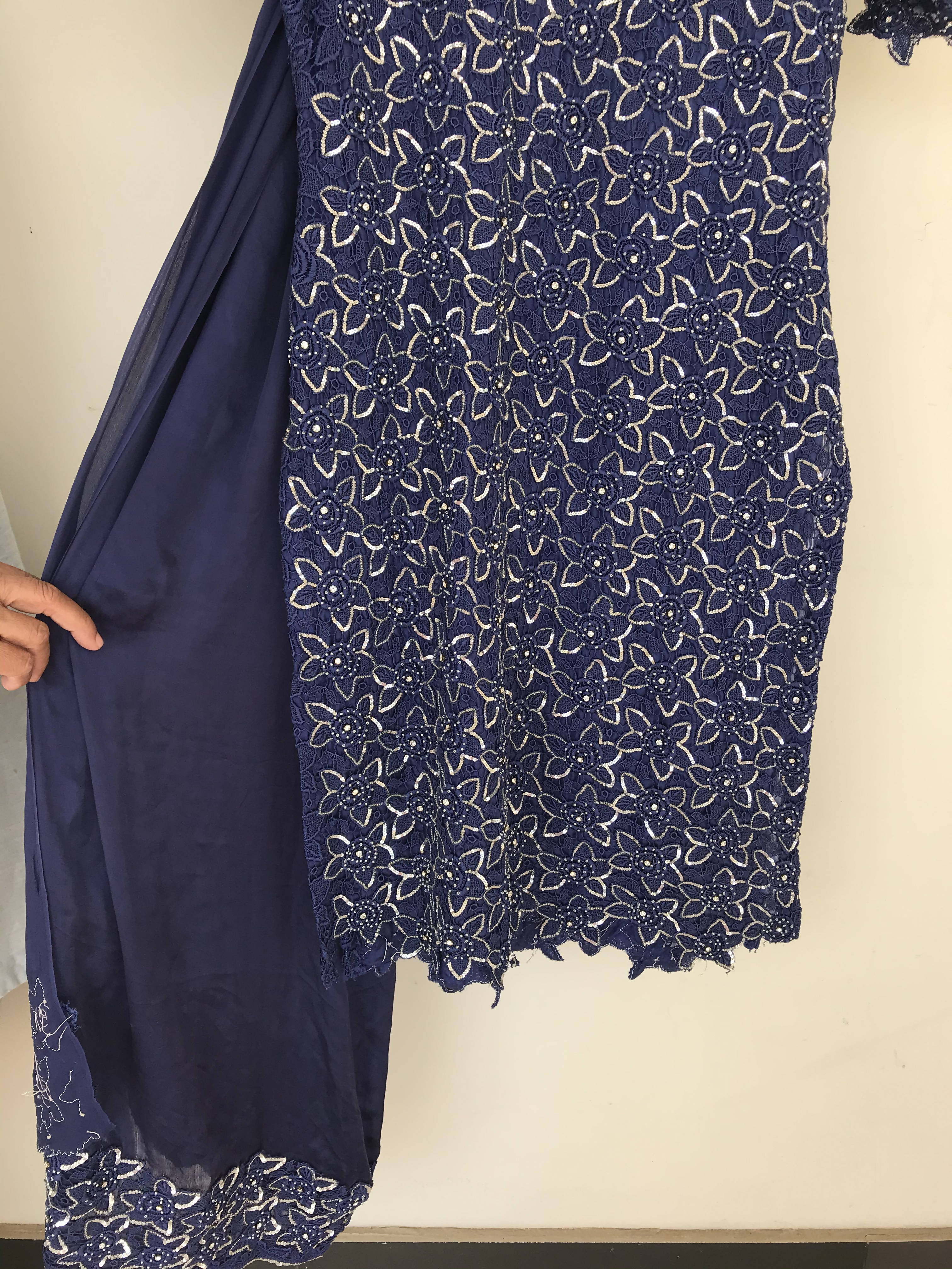 Blue Formal 3Pc Suit | Women Locally Made Kurta | Medium | Preloved