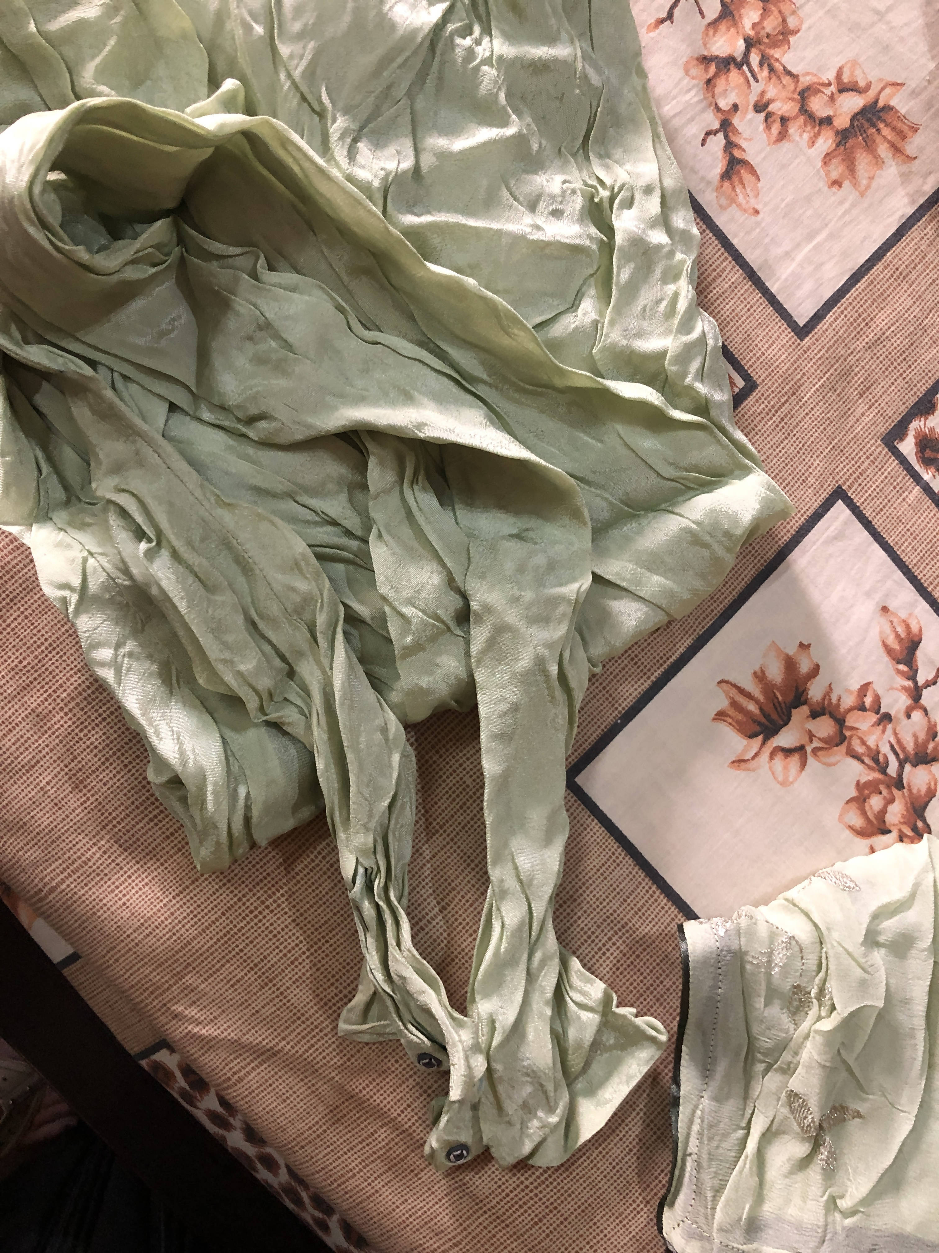 Green Silk 3Pcs | Women Froks & Maxis | Small | Worn Once