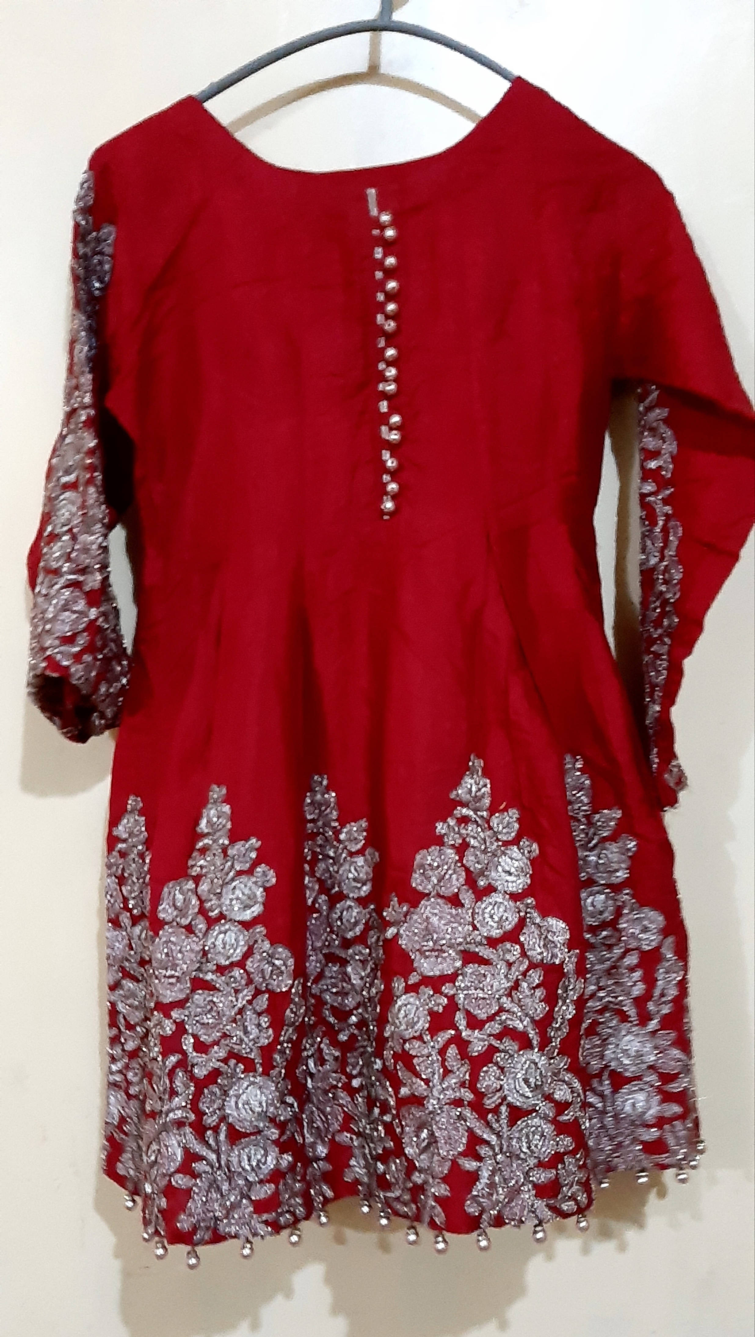 Red 3 Piece Frock | Women Formals | Worn Once