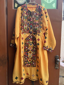 Handmade Balochi Yellow Dress (Size: M ) | Women Formals | New