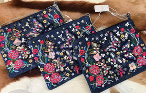 Primark | Jeans embroidered clutch | Bags | Brand New