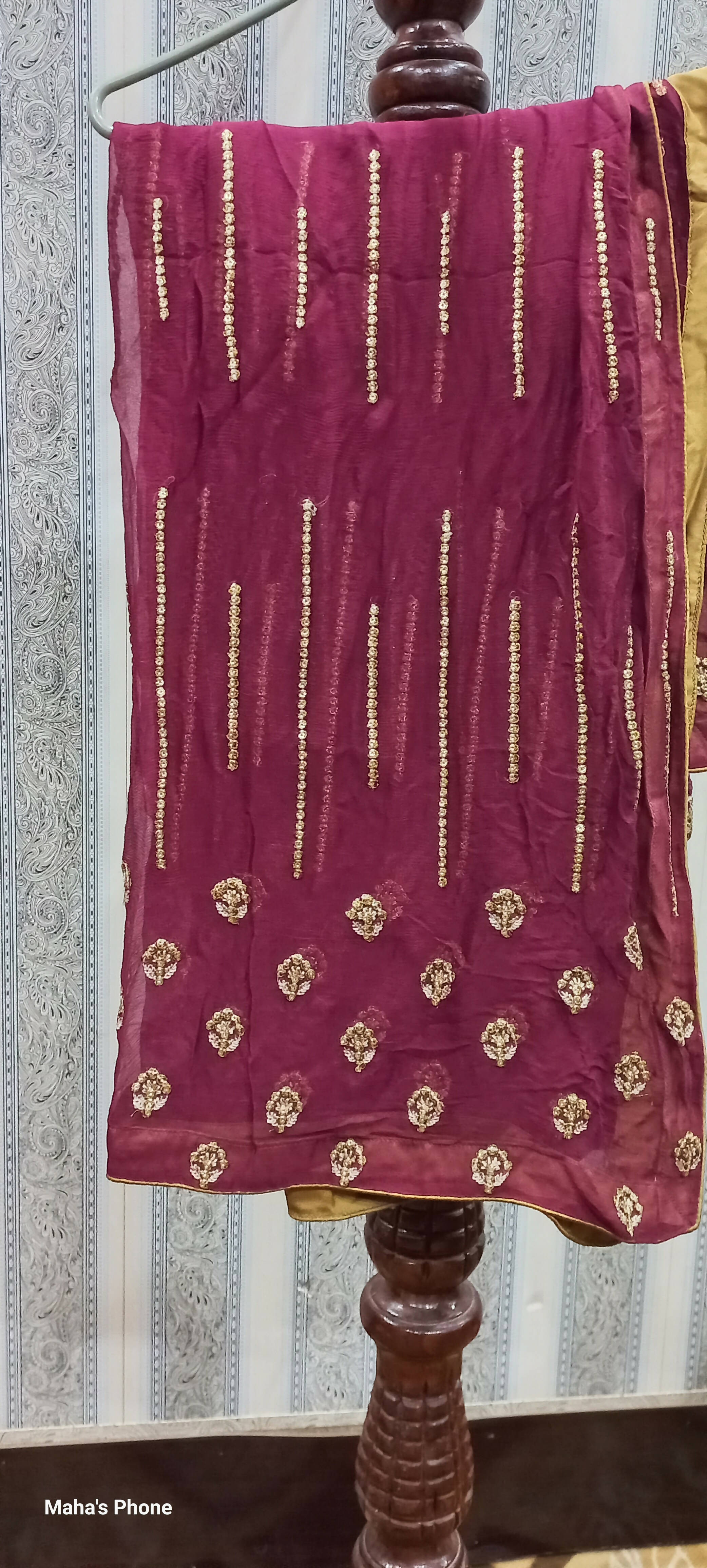 Elegant Maroon Dress | Four Piece Dress | Ghararas, Shararas & Lehangas | Medium | Preloved