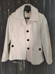 White Woolen Coat (Size: Medium) | Women Sweaters & Coats |Brand New