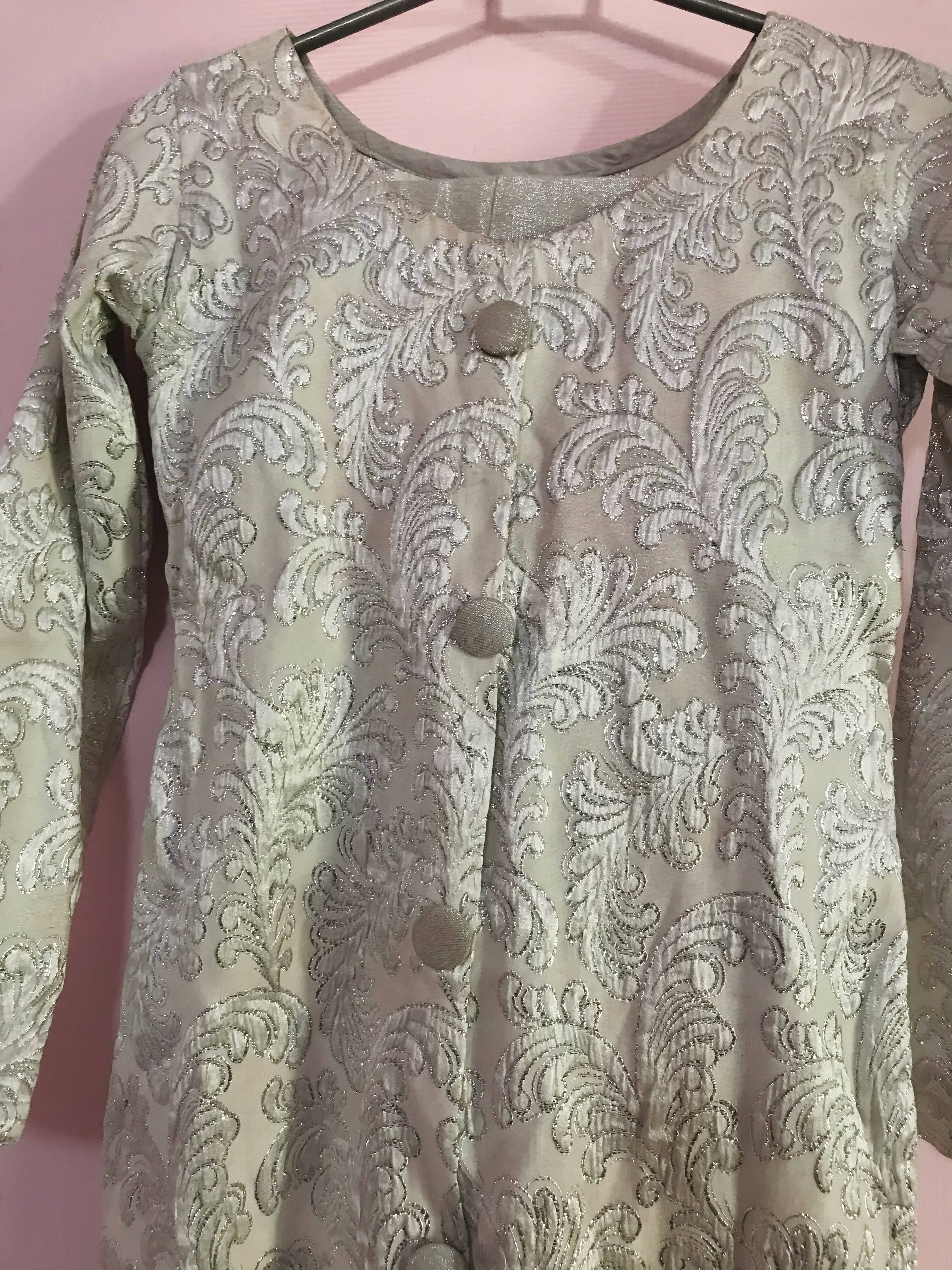 Silver formal 2 PC Suit | Women Locally Made Formals | Small | Preloved