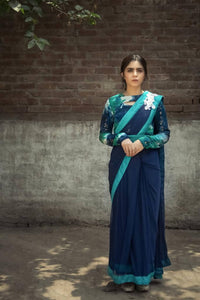 Blue Bell | Floral Blue Saree | Women Formal | Saree | Brand New