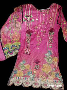 Pink 3 Piece Lawn embroidered Suit | Women Locally Made Kurta | Worn Once