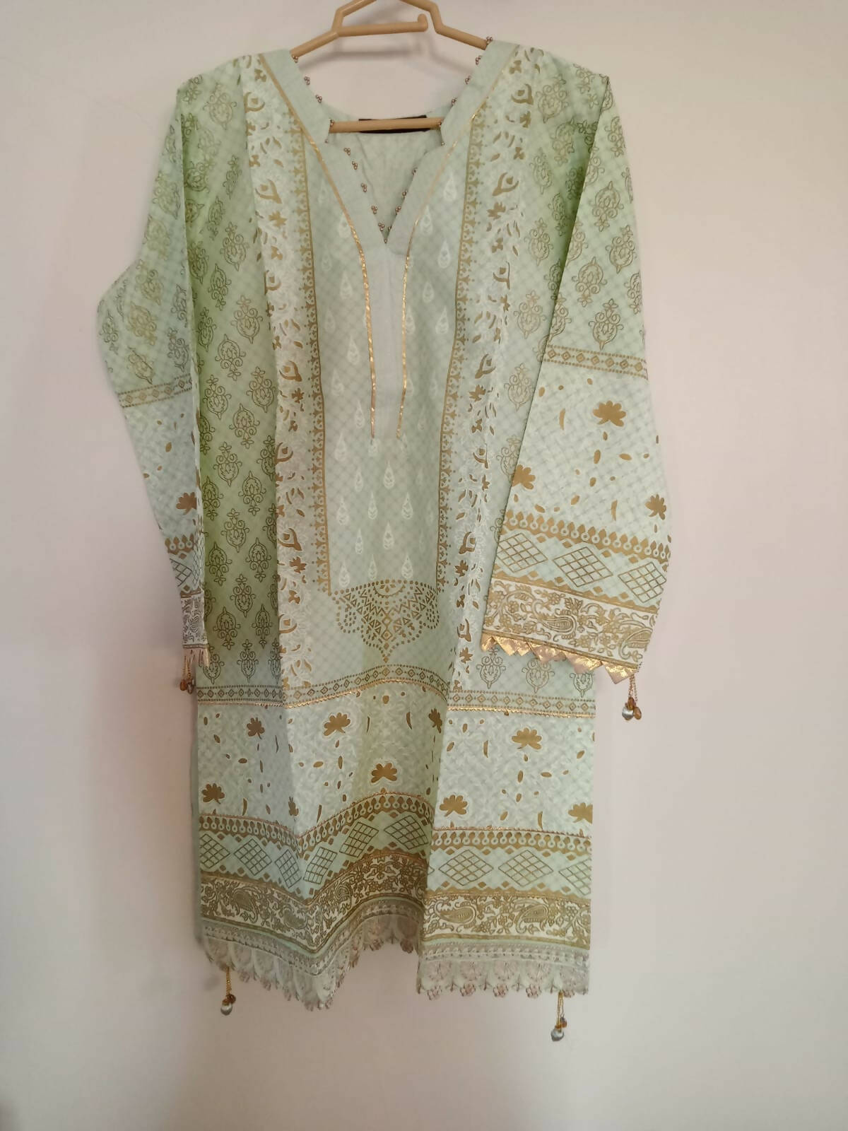 Tawakkal | Mint green blockprint shirt | Women Branded Kurta | Brand New