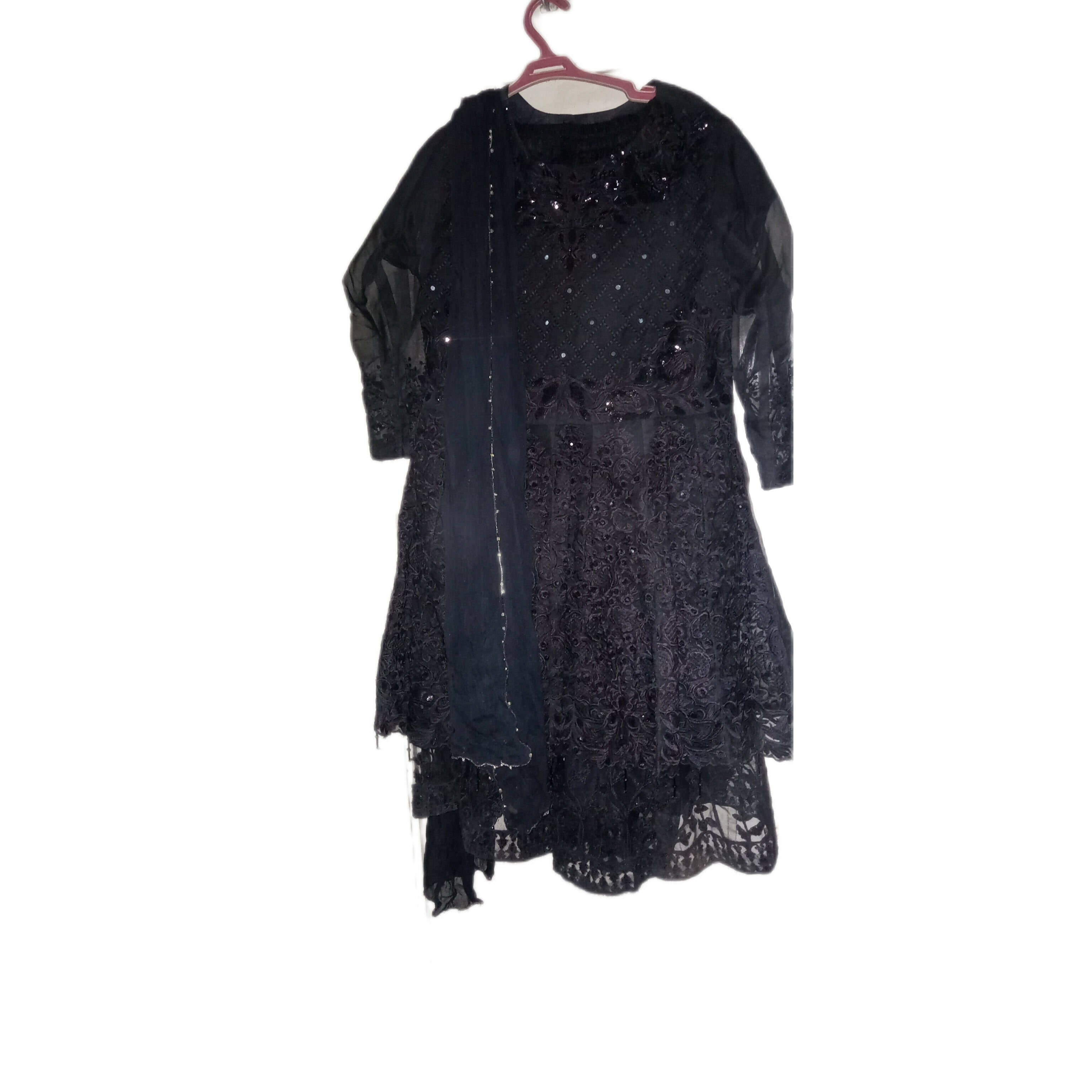 Pehnawa | Black embroidered frock garara | women branded formals | Preloved